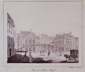 Vista del Palacio Real en París. Grabado de 1820 Colección privada de Unknown artist