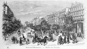 Vista del Teatro de la Variedad en el Boulevard Montmartre. de Unknown artist