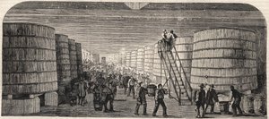 Vista de la bodega en el Chateau - Lafitte en 1860