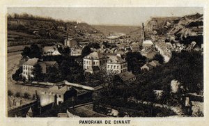 Vista de la ciudad de Dinant, Valonia, Bélgica. Cromolitografía de finales del siglo XIX. de Unknown artist