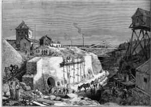 Vista del sitio de construcción de los tanques de agua potable de Villejuif. Grabado en Le Monde Illustré n°1300 del 25 de febrero de Unknown artist
