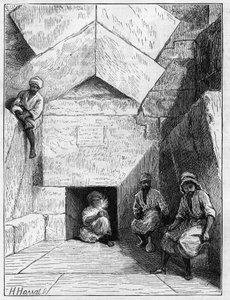 Vista de la entrada a la pirámide de Keops en Guiza, Egipto
