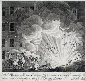 Vista de la explosión de la máquina infernal de la rue Saint Nicaise en París el 3 de nivose año IX de Unknown artist