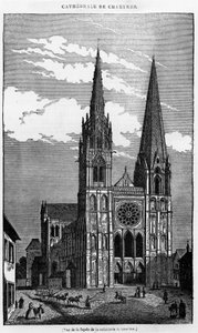 Vista de la fachada de la catedral de Chartres (28) - en “La tienda pintoresca”, julio de 1836. de Unknown artist