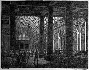 Vista de la galería de Orleans en el Palais Royal de París en 1835. de Unknown artist