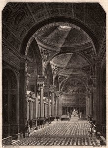 Vista del interior de la Iglesia de la Madeleine en París en 1843, poco después de su apertura para el culto de Unknown