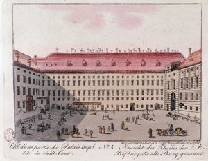 Vista de la parte del Palacio Imperial llamada la Corte Vieja en Viena. Austria. Grabado de 1815 Colección privada