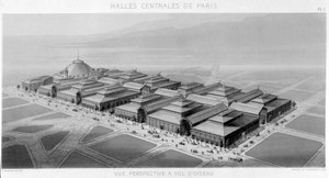 Vista del cielo de las halles centrales de París (pabellones Balard) - Monografía de las Halles Centrales de París, por V. Balard