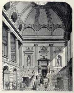 Vista del vestíbulo y la escalera del teatro de Burdeos bajo Luis XV de Unknown artist