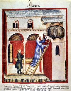 Producción de vinagre. Iluminación del tratado de medicina y dietética “Tacuinum sanitatis” de Unknown artist