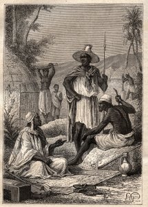 Viaje (1795) de Mungo Park (1771-1806) a Djoliba (Níger): indígenas de Senegal - ilustración tomada de “Los Grandes Navegantes del siglo XVIII” de Unknown artist