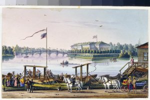 Vista del palacio en la isla de Kamenny en San Petersburgo (Álbum de Marie Taglioni de Unknown artist