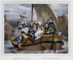 Paseo sobre el agua - litografía, principios del siglo XIX de Unknown artist