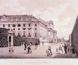 Paseantes en el parque del Palacio de Schönbrunn en Viena de Unknown artist