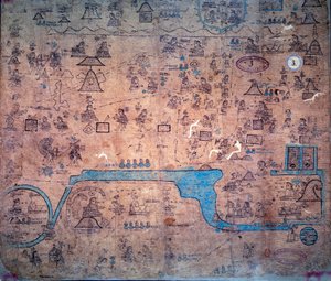 Guerra contra los pueblos del norte liderada por Yacanex; la muerte de Chiconquauthli, jefe Acolhua, de Xolotl, a quien sucedió Nopaltzin, de Achitometl, rey de Colhuacan de Unknown artist
