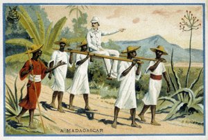 Colono blanco en silla de ruedas, Madagascar - Cromo