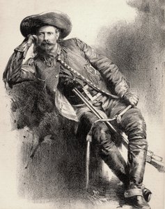 William Frederick Cody - Conocido como Buffalo Bill - Retrato de Buffalo Bill (1846-1917), Coronel William Cody - grabado a partir de un cartel de Unknown artist