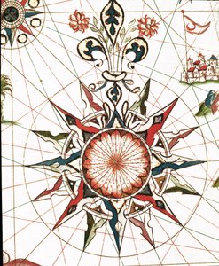 Rosa de los vientos (detalle del portulano de Castellini)