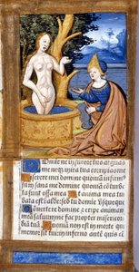 Mujer en su tocador. Página de un manuscrito del Pentateuco. Siglo XV. Biblioteca Braidense, Milán de Unknown artist