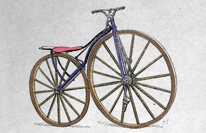 Modelo de velocípedo de madera. Pierre Michaux, inventó el pedal a principios de la década de 1860.