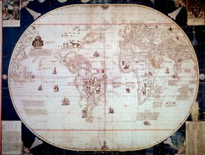 Mapa del mundo del navegante Sebastiano Caboto (Sebastián Cabot) (1476-1557) 1544 de Unknown artist