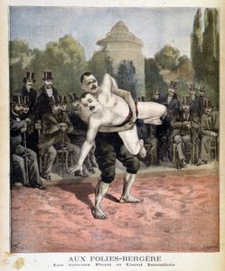 Luchadores Pierri y Ussouf Ismaillolo en el Folies Bergère en París. En Le petit journal, el 31/03/1895 de Unknown artist