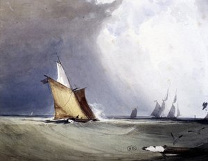 Yates en el mar, finales del siglo XIX de Unknown artist