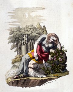 Joven llorando después de leer una carta de su amante de Unknown artist