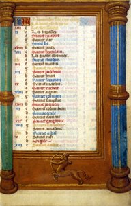 Zodiaco Sagitario y santos del mes de noviembre - miniatura Edad Media (ref.: 135, 006r): solicitud de permiso de la Biblioteca Municipal de Toulouse (tel: 05 62 27 66 66) de Unknown artist