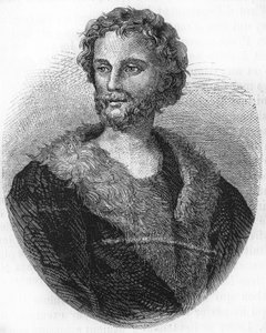 Retrato de Mathurin Régnier. Poeta francés (1573 a 1613) Grabado de 1866.