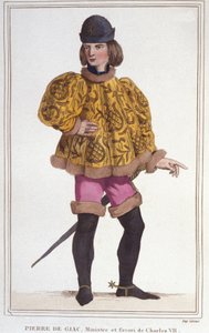 Retrato de Pierre de Giac, favorito de Carlos VII, Ministro y Superintendente de Finanzas. Grabado de 1830 de Unknown artist