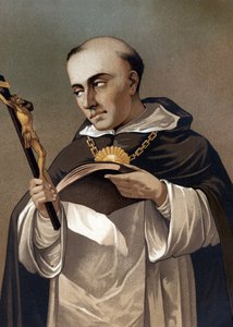 Retrato de Santo Tomás de Aquino (1225 - 1274), teólogo italiano. después de “La Ciencia y sus Hombres” por Louis Figuier. Barcelona 1881 de Unknown artist