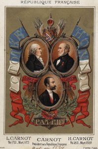Retratos de Lazare Carnot, político francés (1753-1823), Hyppolite Carnot (1801-1888) y Sadi Carnot, presidente de la república francesa de Unknown artist