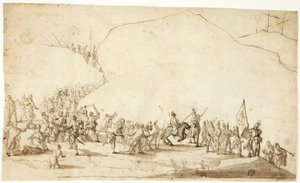 Calvario (anverso); Esbozo de la parte inferior de la pierna derecha (reverso) de Unknown Florentine