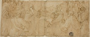 Santos franciscanos en adoración de Unknown Florentine
