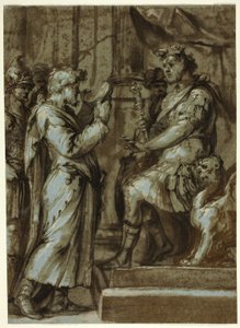 Mago haciendo una predicción a un emperador (anverso); desnudo masculino llevando una carga (reverso) de Unknown Italian
