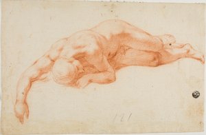 Hombre desnudo reclinado de Unknown Italian