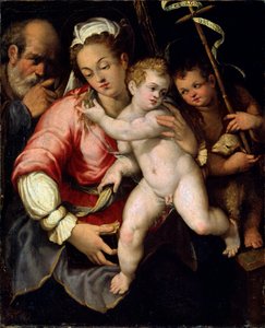 La Sagrada Familia con Juan el Bautista, siglo XVI de Unknown Old Master