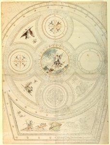 Dibujo, Decoración del techo, Teatro Valle, Roma, 1821 de Unknown artistUnknown artist