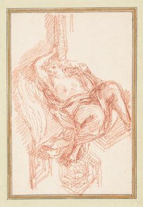 Dibujo, Detalle de techo con figura masculina alada, ca. 1759-70 de Unknown artistUnknown artist