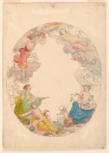 Dibujo, Pintura de techo, "Los elementos", ca. 1870