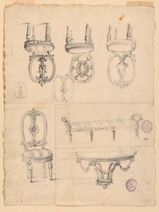 Dibujos, sillas y bocetos arquitectónicos, 1785-1795 de Unknown artistUnknown artist