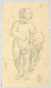 Dibujo, Niño llevando una calavera, siglos XVI-XIX de Unknown artistUnknown artist