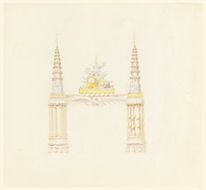 Dibujo, Chimenea, Pared Oeste de la Sala de Música, ca. 1820 de Unknown artistUnknown artist