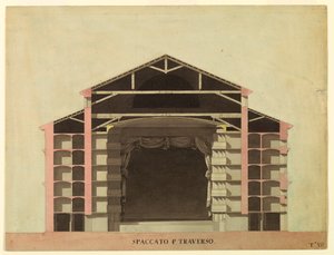Dibujo, Diseño de concurso para La Fenice, Venecia: Sección transversal, 1788 de Unknown artistUnknown artist