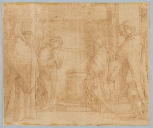 Dibujo, Copia tras la Anunciación del ángel a Zacarías, 1538-1600 de Unknown artistUnknown artist