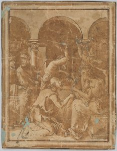Dibujo, Copia de la Coronación con las espinas en la Pequeña Pasión de Albrecht Durer, publicado en 1511, 1525-1600 de Unknown artistUnknown artist