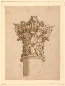 Dibujo, Vista de esquina de capitel compuesto, 1625-1650 de Unknown artistUnknown artist