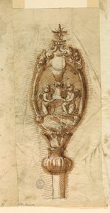 Dibujo, Cresta de un bastón procesional, 1600-1650 de Unknown artistUnknown artist