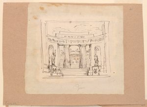 Dibujo, diseño de cortina, puerta curva Arquitectura antigua, principios del siglo XIX de Unknown artistUnknown artist